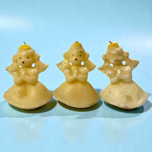 Gurley Christmas Candles Lot of 3 Angel Girls Praying Vintage Label 2.75" Unlit